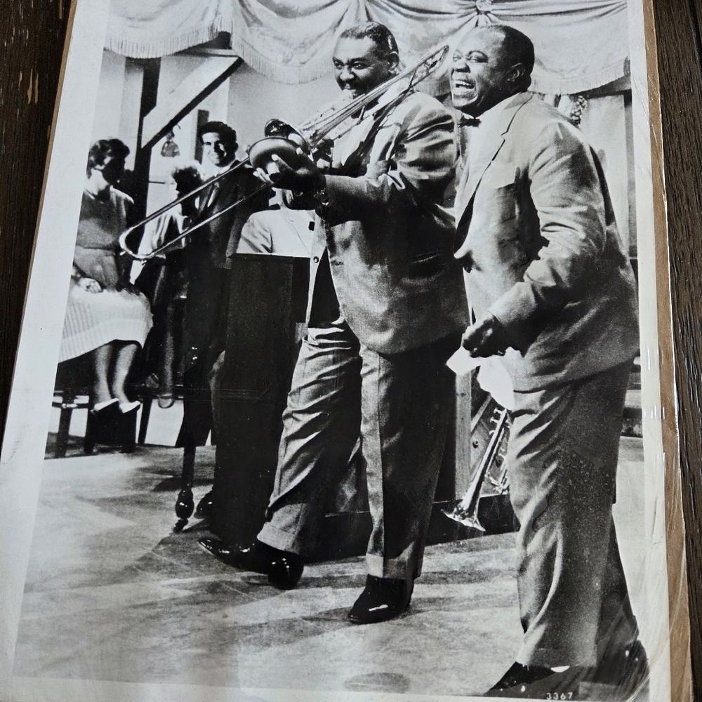 Vintage Louis Armstrong Playing w/His Band Limited Edition 8x10 B&W Photo Print